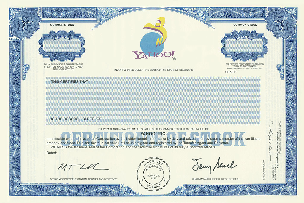 The stock certificate itself 2011